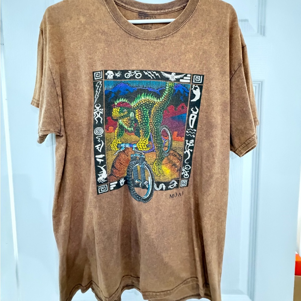 Brown Graphic T-Shirt with Colorful Design